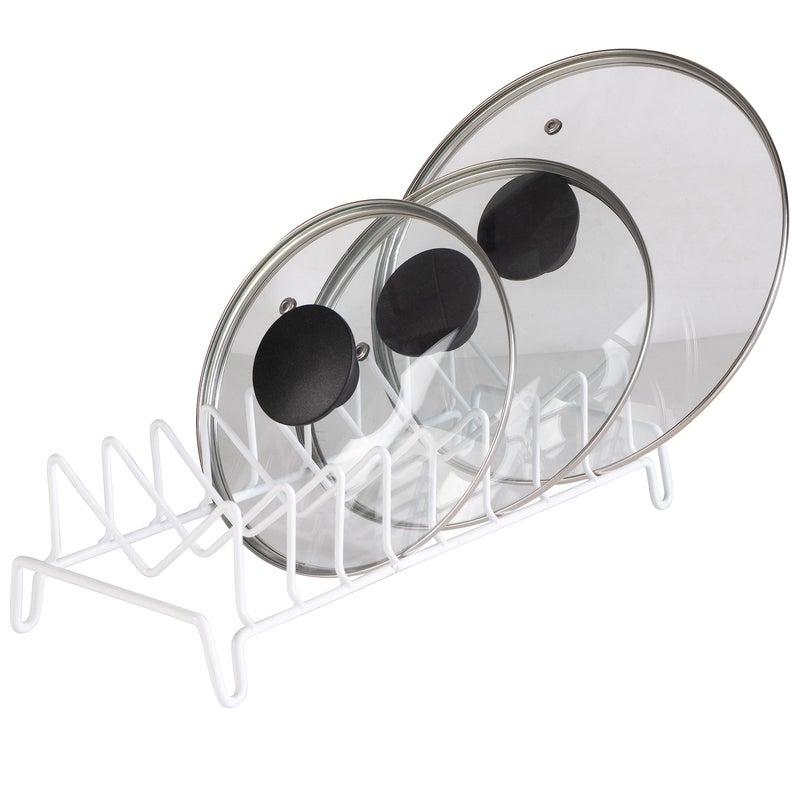 Kitchen Details 8 Section Lid and Plate Organizer | Free Standing | Pot, Pan & Cutting Board Holder | Cabinet Pantry and Countertop Organization | White - Image 1